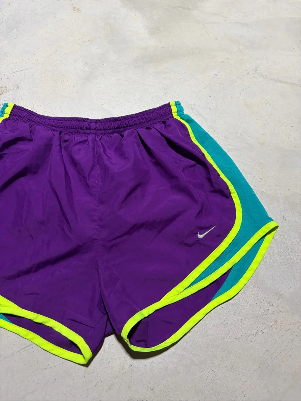 Nike Women's Purple Running Shorts with Neon Trim small